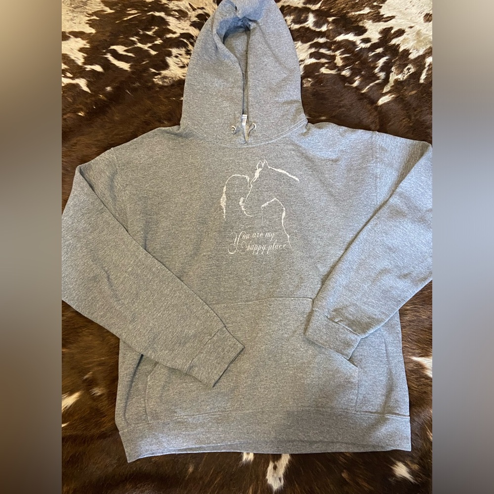 Gray Hoodie with Horse Design